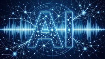 AI generated music visualization with neural network patterns