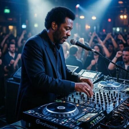 legendary DJ Frankie Knuckles performing at iconic Chicago Warehouse Club