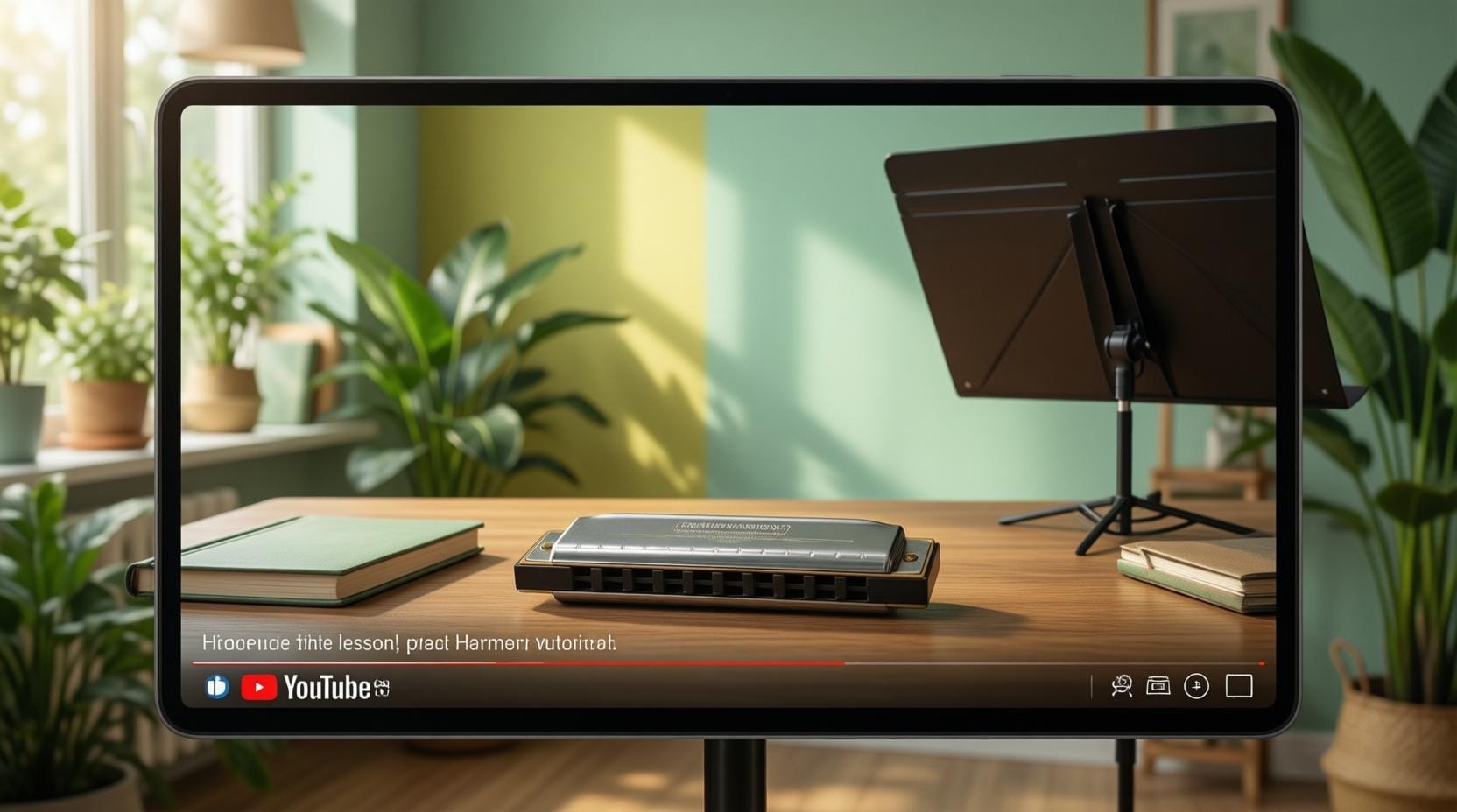 YouTube video tutorial harmonica lesson screen